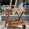 Teak Tek Tepsili Servis Arabası